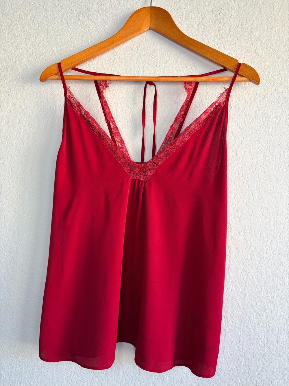 Guess Red Lace-Trim Chemise Camisole, size Small